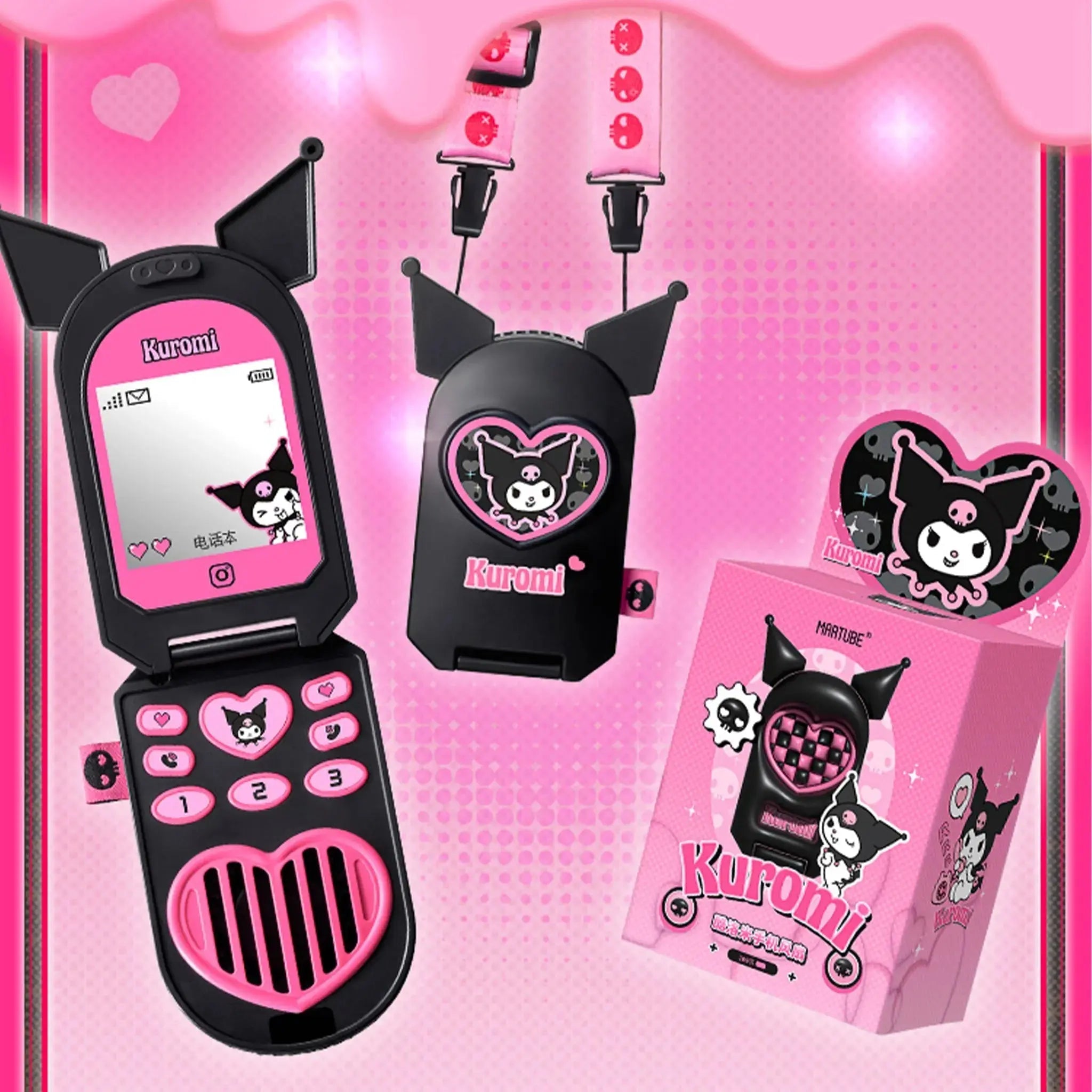 MarTUBE?? x Sanrio Kuromi Portable Mini Hanging Neck Electric Fan - MarTUBE