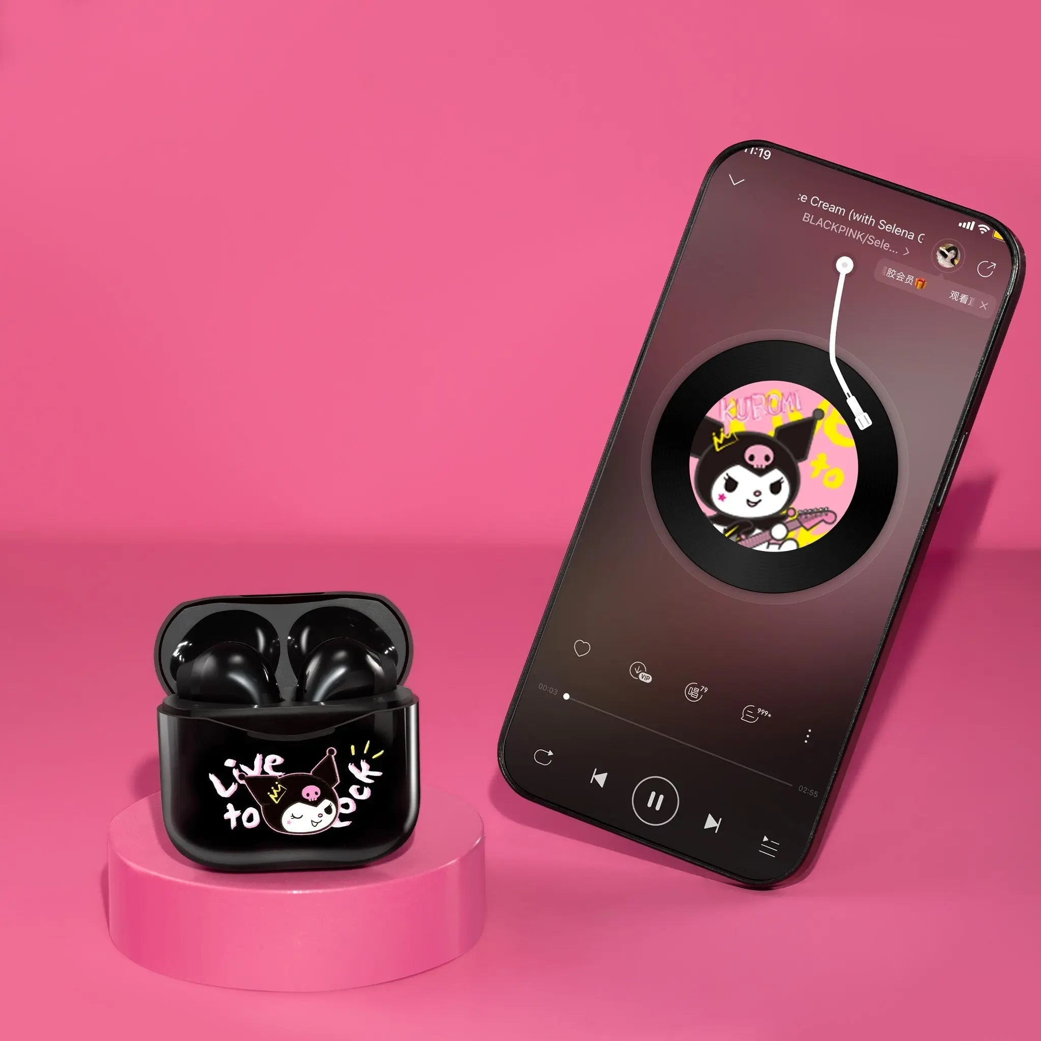 MarTUBE?? x Sanrio Kuromi Sweetheart Headphones Earphones Wireless Earbuds - MarTUBE