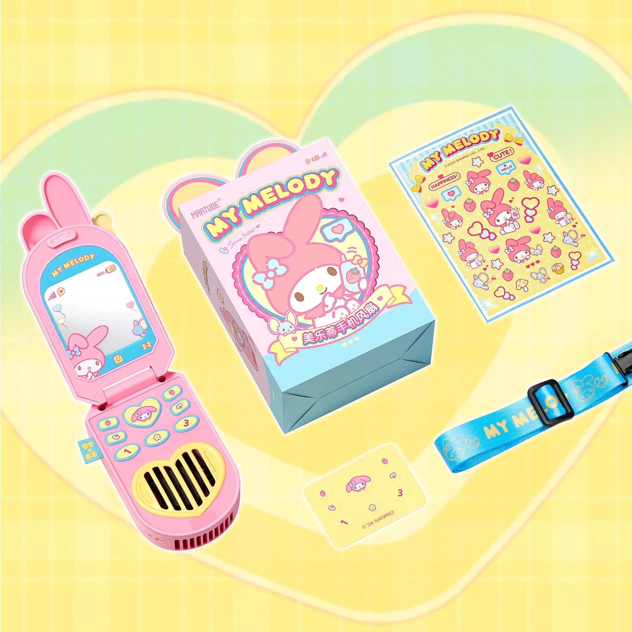 MarTUBE?? x Sanrio My Melody Portable Mini Hanging Neck Electric Fan - MarTUBE